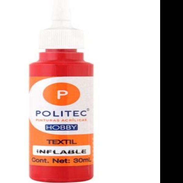PINTURA TEXTIL INFLABLE 30ML POLITEC ROJA 408 E12 C240